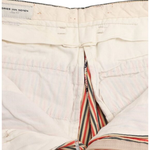 Dries Van Noten Striped Cotton Straight Leg Pants 46 Designer Tailored Trousers - Picture 6 of 7